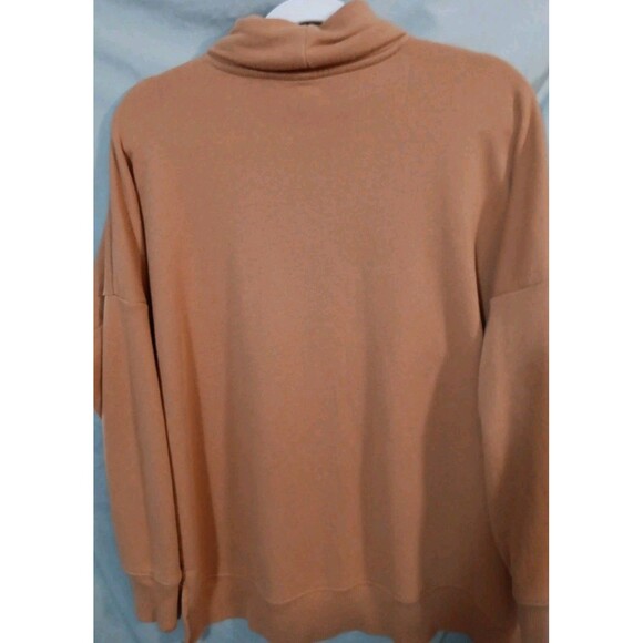 Aerie XS TP Rust Brown Cowl Neck Oversized Raw Hem Sweatshirt Womens Tunic EUC - Picture 7 of 7